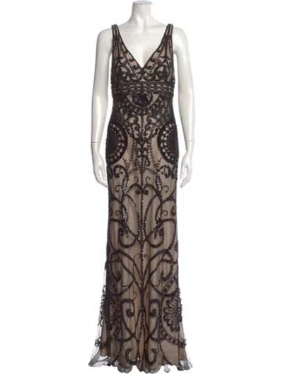 Pre-owned Jovani Lace Pattern Long Dress In Multi