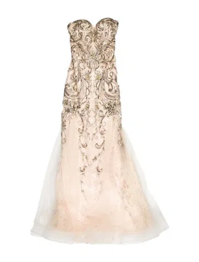 Pre-owned Jovani Lace Pattern Long Dress In Pink