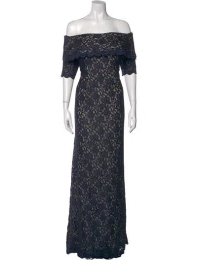 Pre-owned Jovani Lace Pattern Long Dress W/ Tags In Blue