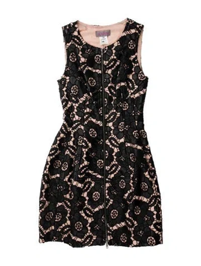 Pre-owned Jovani Lace Pattern Mini Dress In Black
