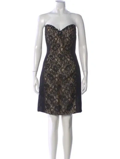 Pre-owned Jovani Lace Pattern Mini Dress In Black