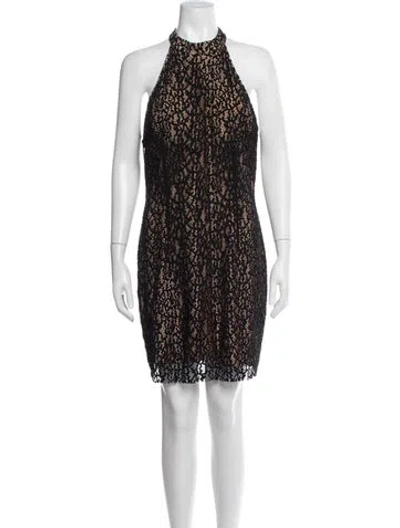 Pre-owned Jovani Lace Pattern Mini Dress In Black