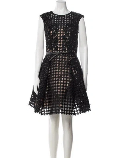 Pre-owned Jovani Lace Pattern Mini Dress In Black