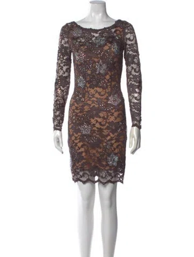 Pre-owned Jovani Lace Pattern Mini Dress In Multicolor