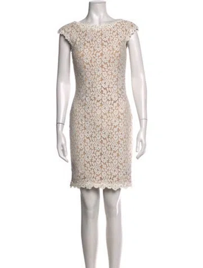 Pre-owned Jovani Lace Pattern Mini Dress In White