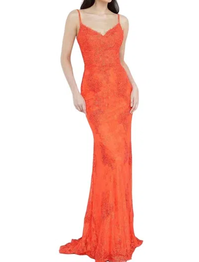 Jovani Lace Prom Long Dress In Orange