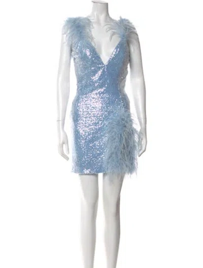 Pre-owned Jovani Linen Mini Dress W/ Tags In Blue