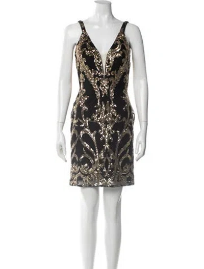 Pre-owned Jovani Linen Mini Dress W/ Tags In Blue