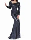 Jovani Black Sequin Evening Gown In Black