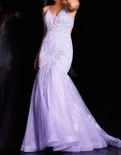 Jovani Mermaid Cut Out Dress In Lilac