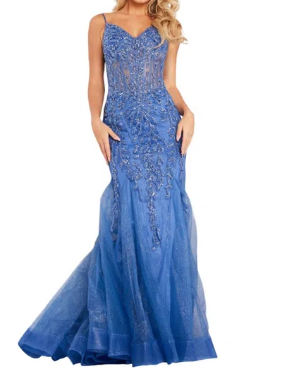 Jovani Mermaid Embellished Dress In Cloud Blue In Multi