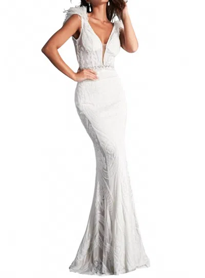Jovani Mermaid Prom Dress In White In Neutral