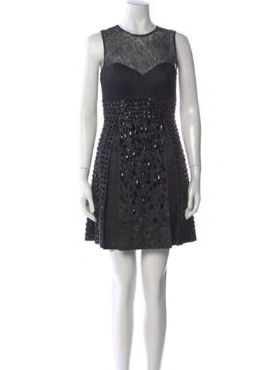 Pre-owned Jovani Mesh Mini Dress In Black