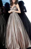 Jovani Metallic Ball Gown In Gold/wine In Multi