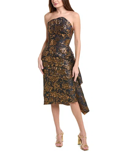 Jovani Metallic Jacquard Cocktail Dress In Brown