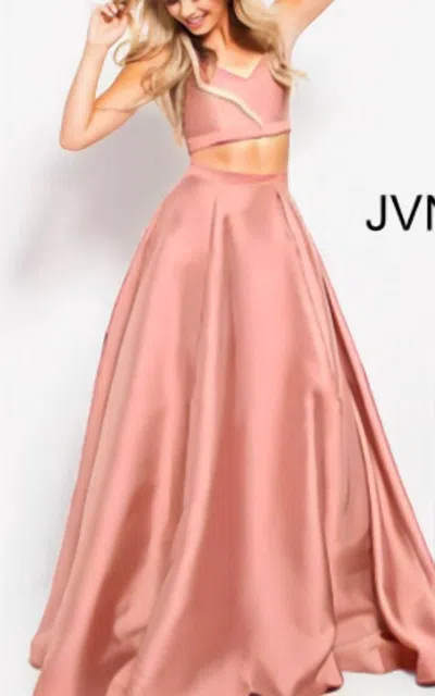 Jovani Mikado Two Piece In Blush In Gold