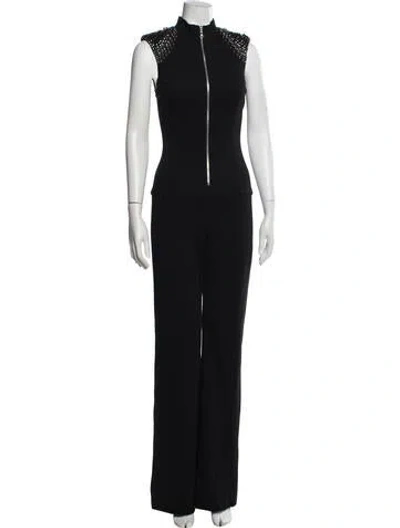 Pre-owned Jovani Mock Neck Jumpsuit In Black