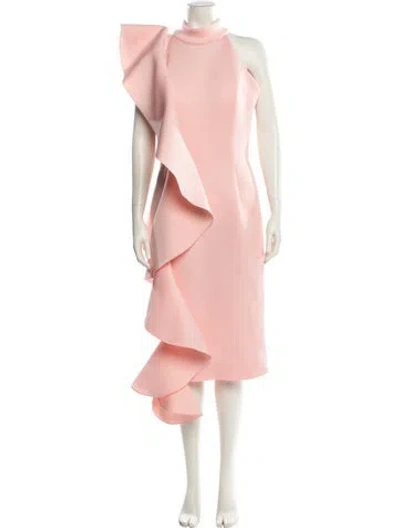 Pre-owned Jovani Mock Neck Long Dress In Pink
