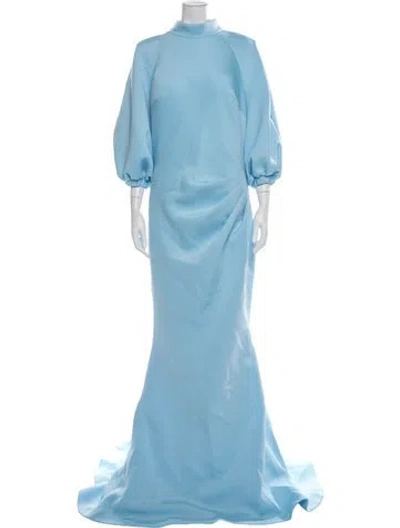 Pre-owned Jovani Mock Neck Long Dress W/ Tags In Blue