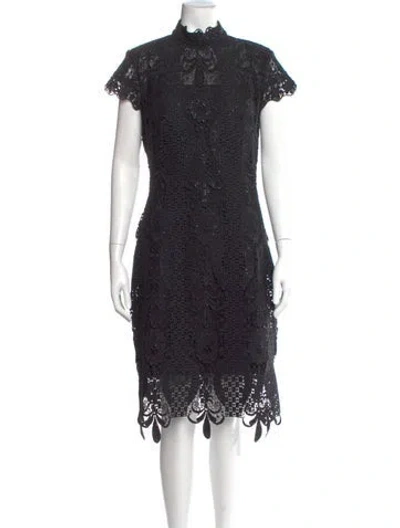Pre-owned Jovani Mock Neck Midi Length Dress In Black