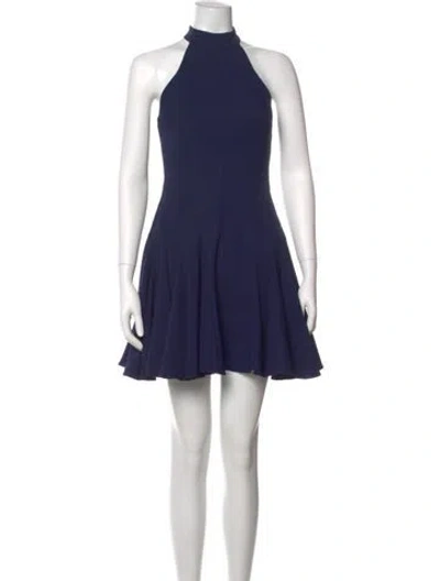 Pre-owned Jovani Mock Neck Mini Dress In Blue