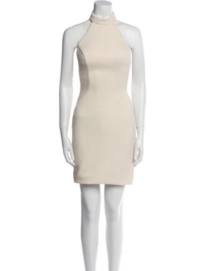 Pre-owned Jovani Mock Neck Mini Dress W/ Tags In Neutral