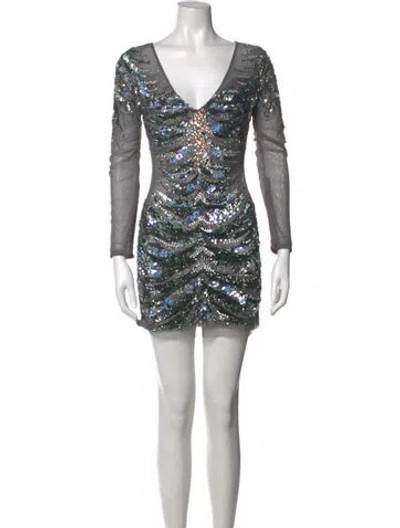 Pre-owned Jovani Nylon Mini Dress In Grey