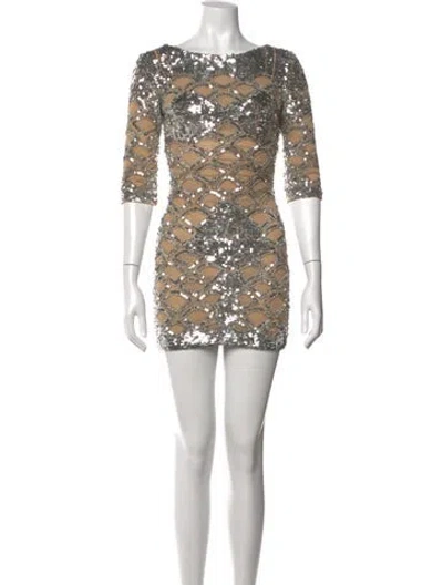 Pre-owned Jovani Nylon Mini Dress In Neutrals