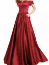 Jovani Off The Shoulder Ballgown In Burgundy In White