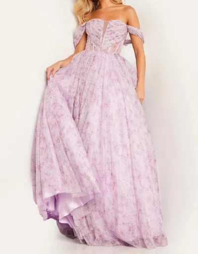 Jovani Off The Shoulder Ballgown In Purple