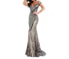 Jovani Off-the-shoulder Mermaid Dress In Black-multi In Multi