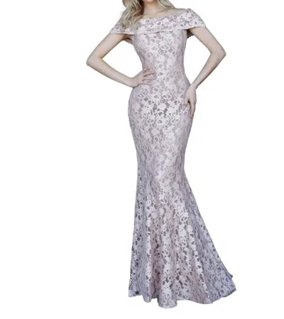 Jovani Off The Shoulder Mother Of The Bride Dress In Mauve In Purple