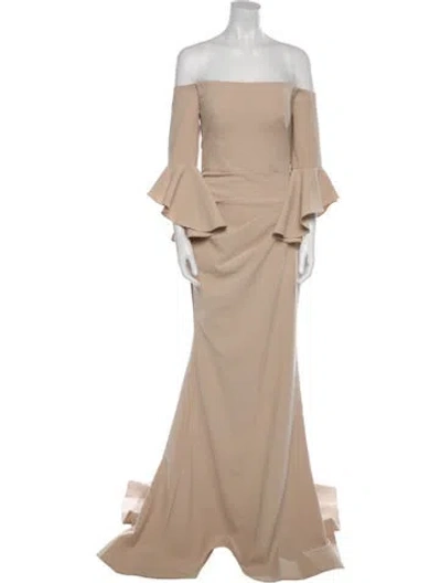 Pre-owned Jovani Off-the-shoulder Long Dress In Neutral