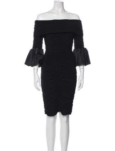 Pre-owned Jovani Off-the-shoulder Mini Dress In Black