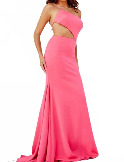 Jovani One Shoulder Cut Out Mermaid Prom Dress In Cerise In Pink