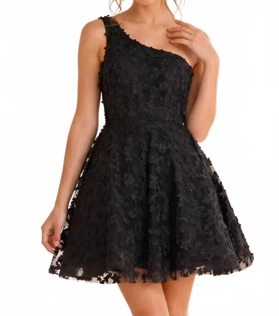 Jovani Kids' One Shoulder Fit And Flare Dress In Black