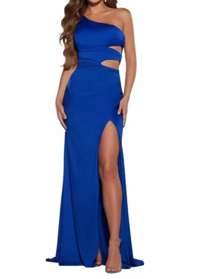 Jovani One-shoulder Glamorous Gown With Side Cutouts In Royal In Blue