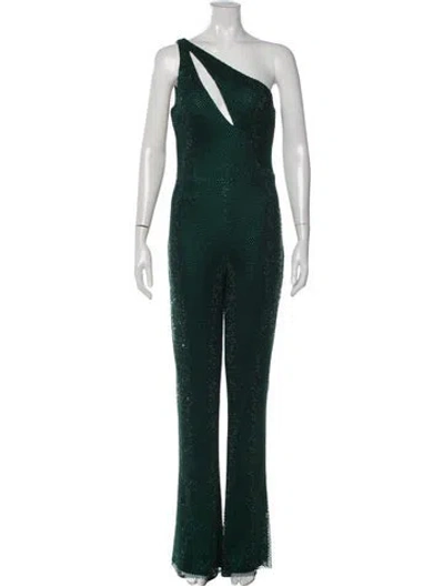 Pre-owned Jovani One-shoulder Jumpsuit W/ Tags In Green