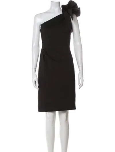 Pre-owned Jovani One-shoulder Knee-length Dress In Black