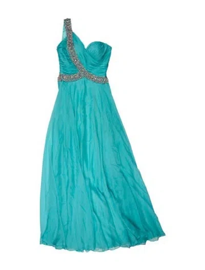 Pre-owned Jovani One-shoulder Long Dress In Blue