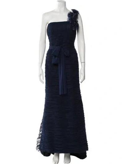 Pre-owned Jovani One-shoulder Long Dress In Blue