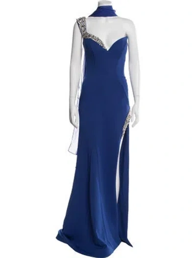 Pre-owned Jovani One-shoulder Long Dress In Blue