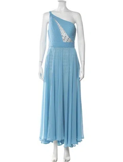 Pre-owned Jovani One-shoulder Long Dress In Blue