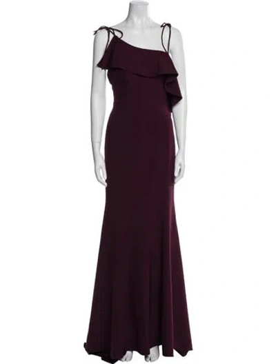 Pre-owned Jovani One-shoulder Long Dress In Burgundy