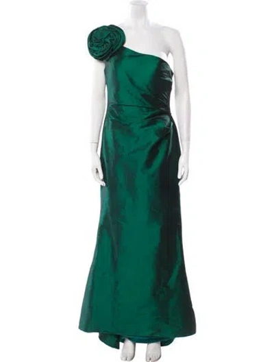 Pre-owned Jovani One-shoulder Long Dress In Green