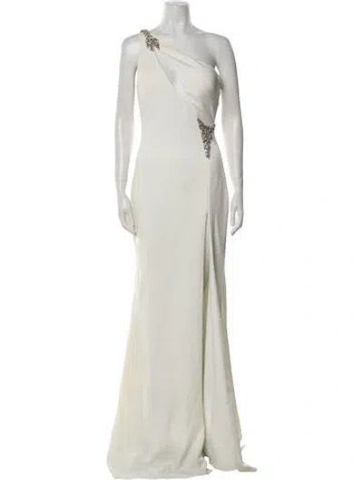 Pre-owned Jovani One-shoulder Long Dress In Neutral