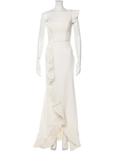 Pre-owned Jovani One-shoulder Long Dress In Neutral