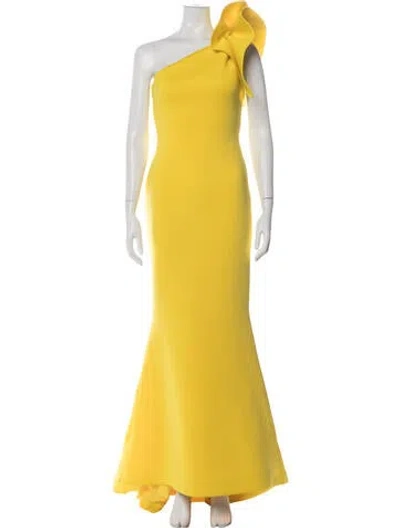 Pre-owned Jovani One-shoulder Long Dress In Yellow