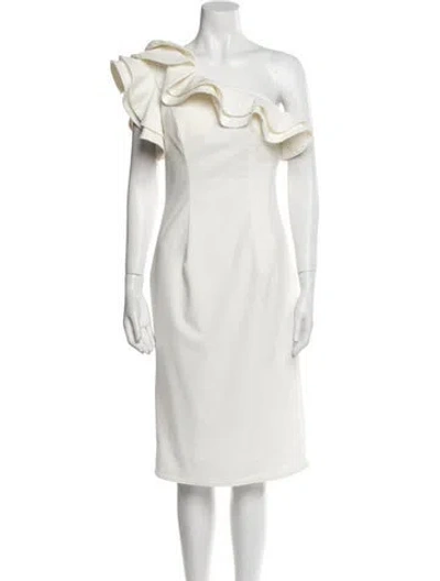 Pre-owned Jovani One-shoulder Midi Length Dress In Neutral