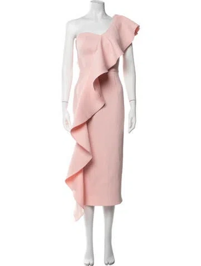 Pre-owned Jovani One-shoulder Midi Length Dress W/ Tags In Pink